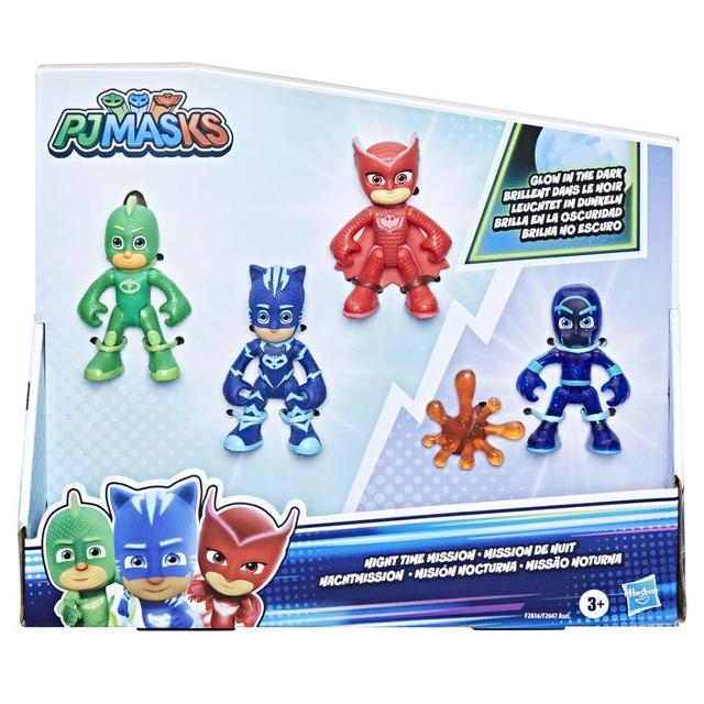 PJ Masks Night Time Mission Glow-in-the-Dark Action Figure Set, Preschool Toy for Kids Ages 3 and Up